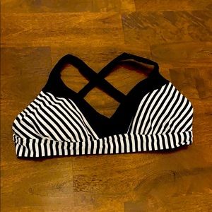 Black and white cross back bikini top - size L